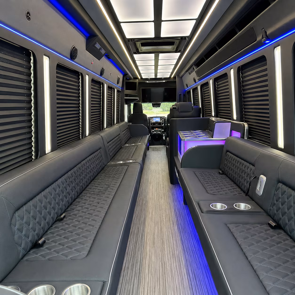 bridal party buses for getting ready and grand entrance transportation