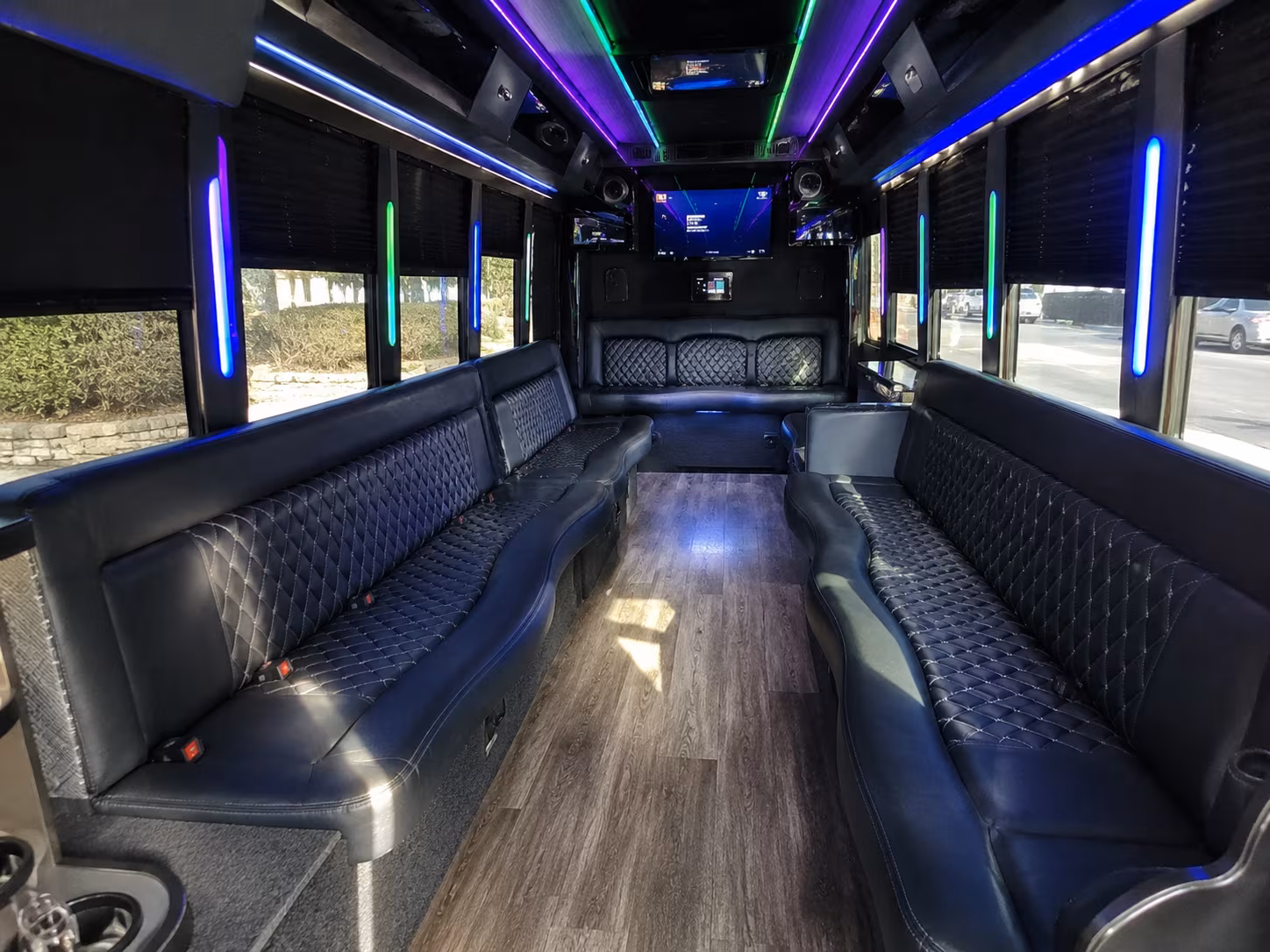visalia 15 passenger party bus interior