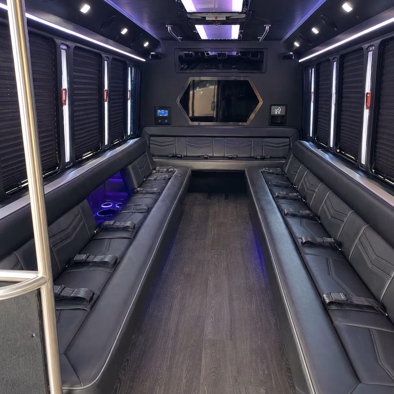 visalia 18 passenger party bus interior