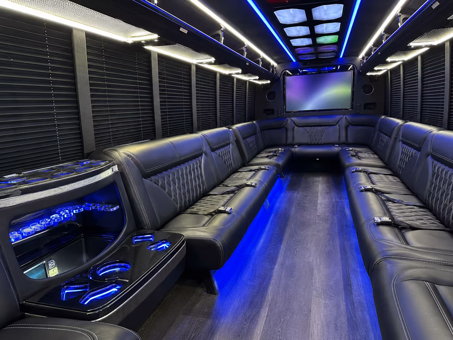 visalia 20 passenger party bus inside