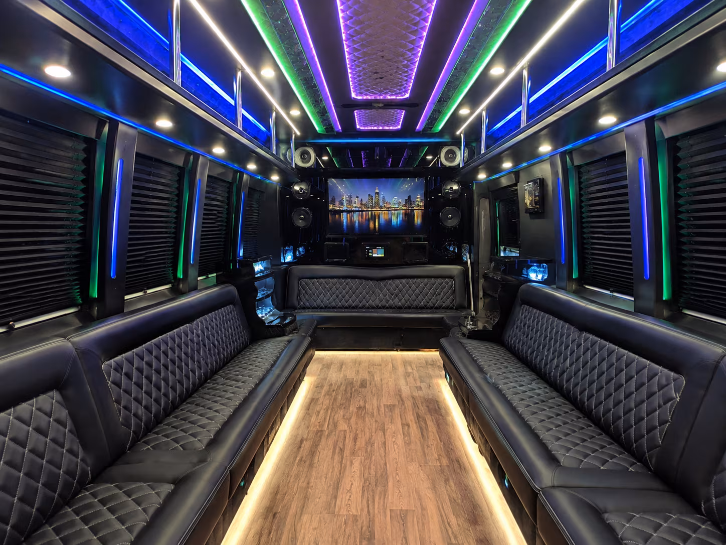 visalia 25 passenger party bus interior