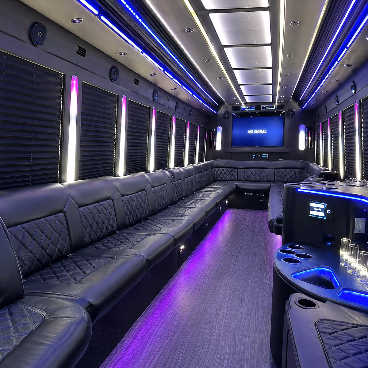 visalia 30 passenger party bus inside