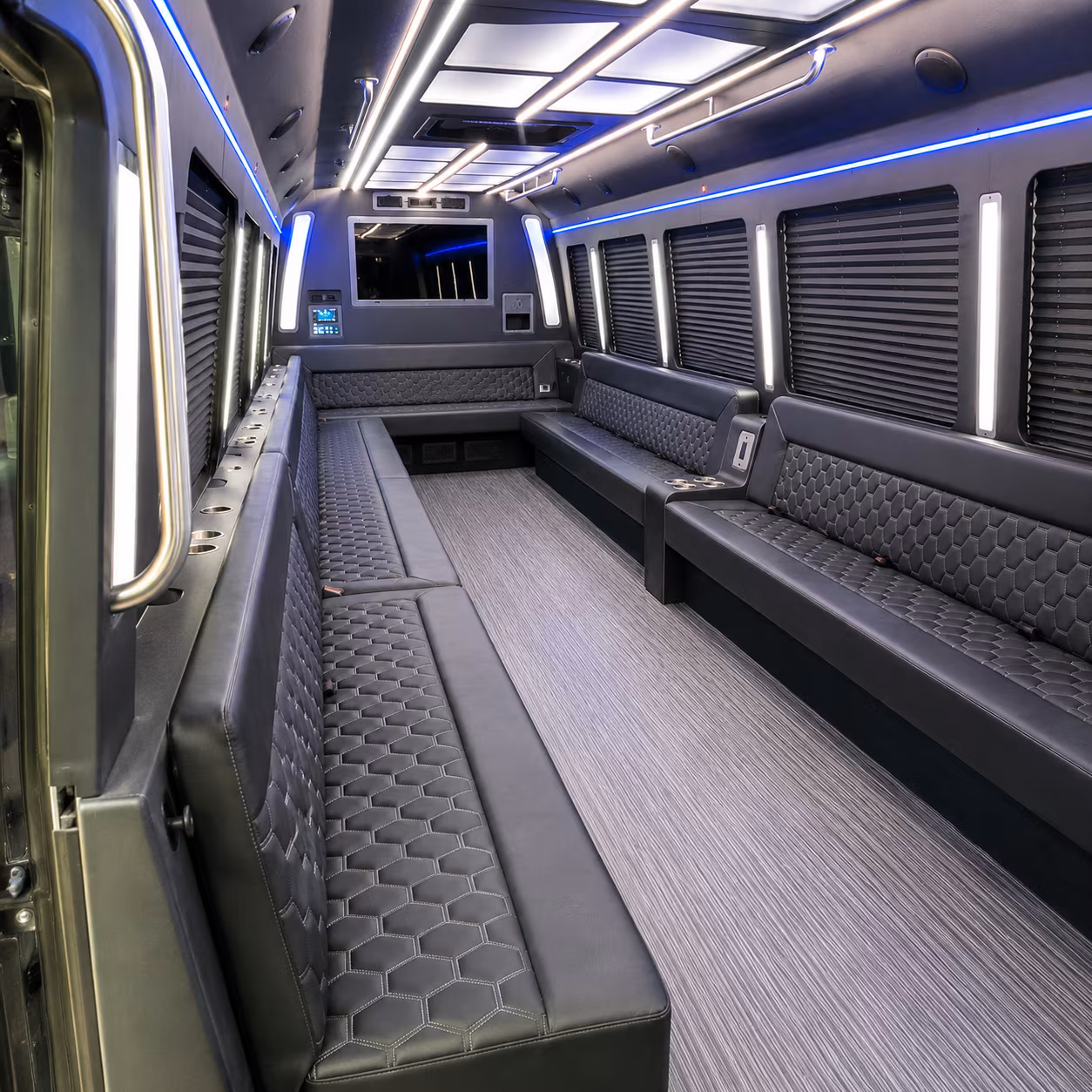 visalia 40 passenger party bus interior