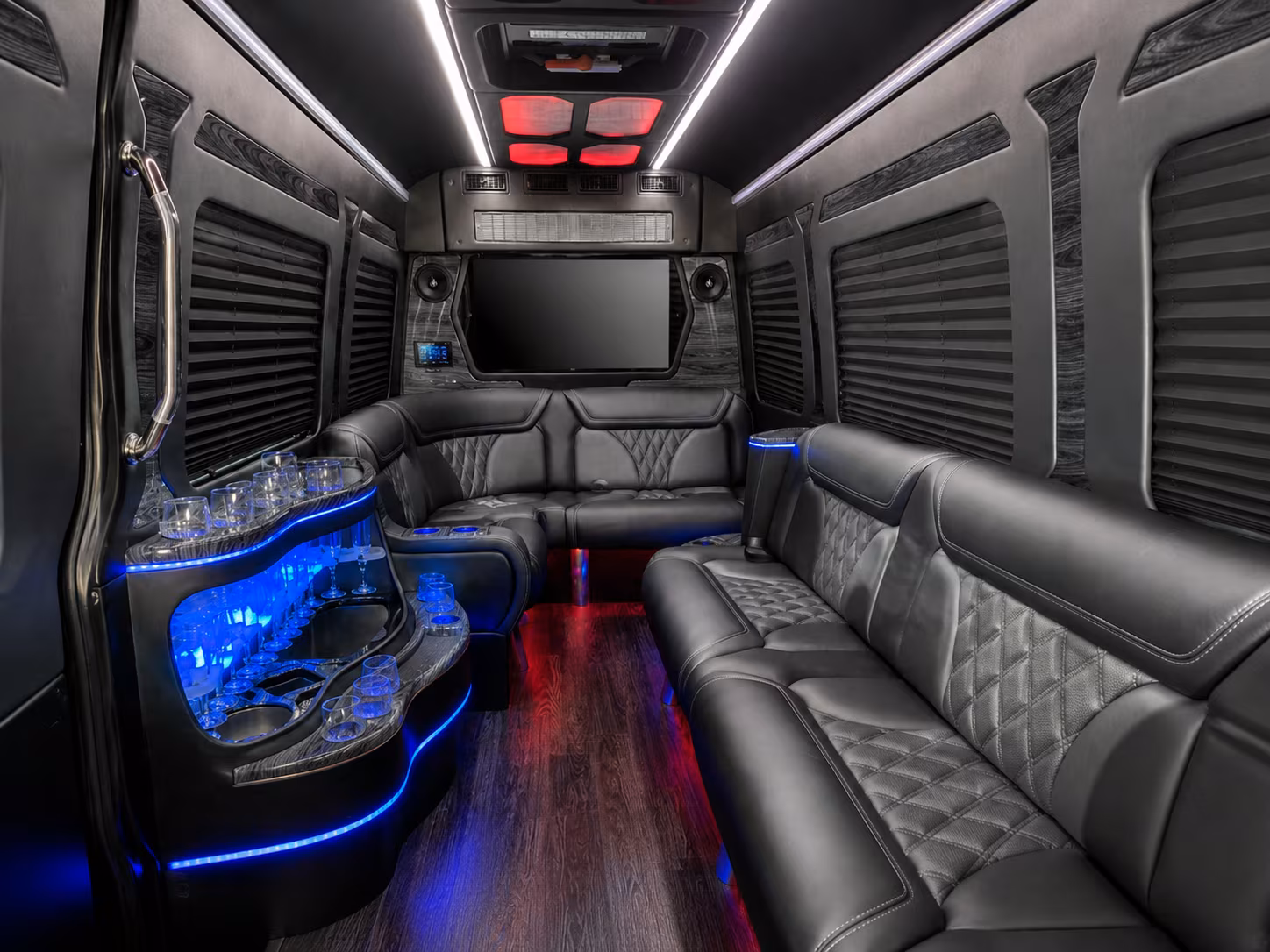 visalia 50 passenger party bus inside